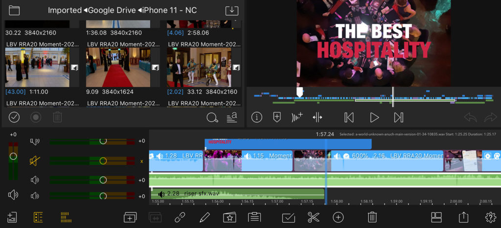 A screenshot of the Red Rose Awards video being edited in an app